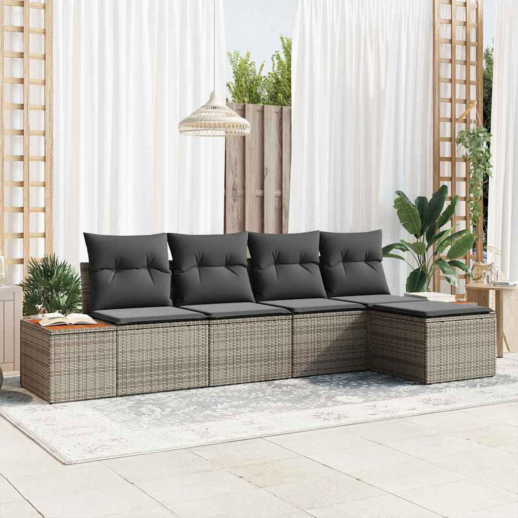 vidaXL Tuinbank Set met kussen 6 pcs Zwart en Crème Polyrattan
