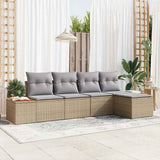 vidaXL Tuinbank Set met kussen 6 pcs Zwart en Crème Polyrattan