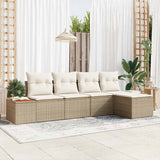 vidaXL Tuinbank Set met kussen 6 pcs Zwart en Crème Polyrattan