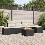 vidaXL Tuinbank Set met kussen 6 pcs Zwart en Crème Polyrattan