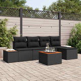 vidaXL Tuinbank Set met kussen 6 pcs Zwart en Crème Polyrattan