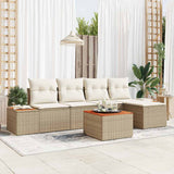 vidaXL Tuinbank Set met kussen 6 pcs Zwart en Crème Polyrattan