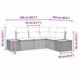 vidaXL Tuinbank Set met kussen 4 pcs Zwart en Crème Polyrattan