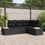 vidaXL Tuinbank Set met kussen 4 pcs Zwart en Crème Polyrattan