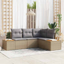 vidaXL Tuinbank Set met kussen 4 pcs Zwart en Crème Polyrattan