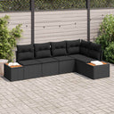 vidaXL Tuinbank Set met kussen 5 pcs Zwart en crème Poly rattan