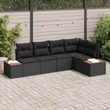 vidaXL Tuinbank Set met kussen 5 pcs Zwart en crème Poly rattan