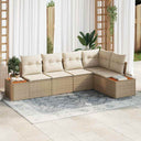 vidaXL Tuinbank Set met kussen 5 pcs Zwart en crème Poly rattan