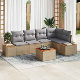 vidaXL Tuinbank Set met kussen 5 pcs Zwart en crème Poly rattan