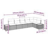 vidaXL Tuinbank Set met kussen 6 pcs Zwart en Crème Polyrattan