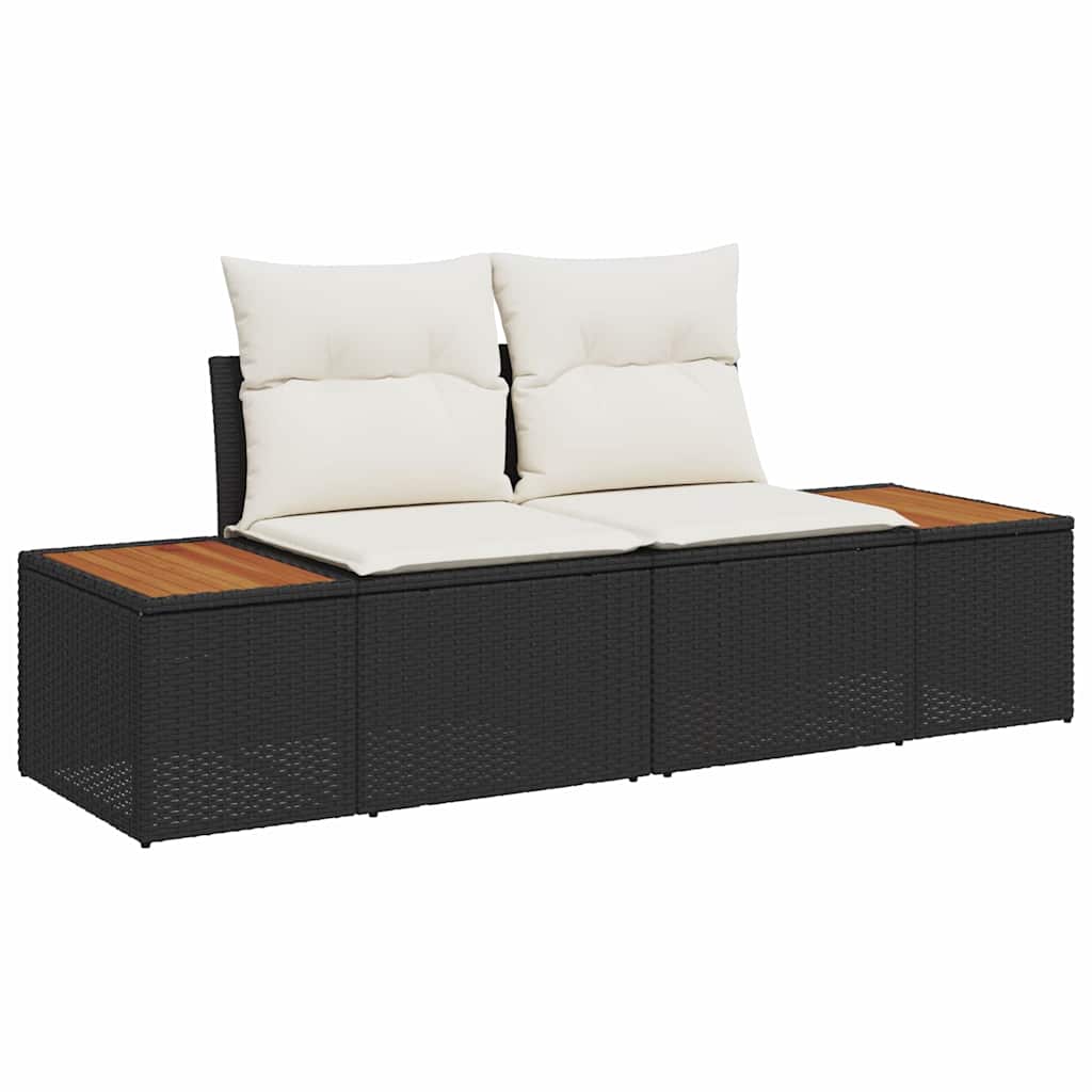 vidaXL Tuinbank Set met kussen 6 pcs Zwart en Crème Polyrattan