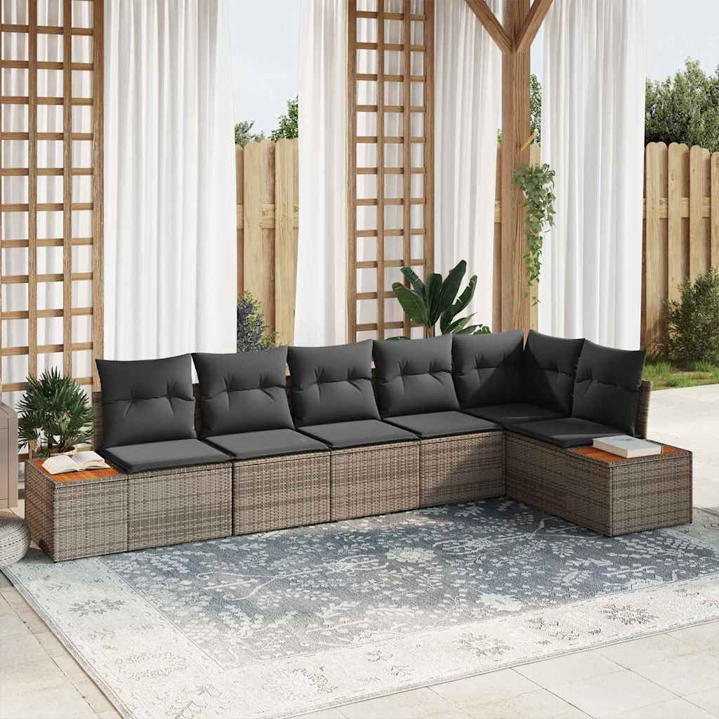 vidaXL Tuinbank Set met kussen 6 pcs Zwart en Crème Polyrattan