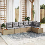 vidaXL Tuinbank Set met kussen 6 pcs Zwart en Crème Polyrattan