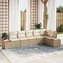 vidaXL Tuinbank Set met kussen 6 pcs Zwart en Crème Polyrattan