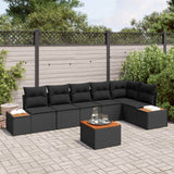 vidaXL Tuinbank Set met kussen 6 pcs Zwart en Crème Polyrattan