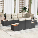 vidaXL Tuinbank Set met kussen 7 pcs Zwart en Crème Polyrattan