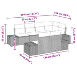 vidaXL Tuinbank Set met kussen 7 pcs Zwart en Crème Polyrattan