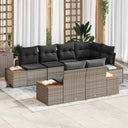 vidaXL Tuinbank Set met kussen 7 pcs Zwart en Crème Polyrattan