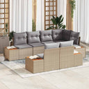 vidaXL Tuinbank Set met kussen 7 pcs Zwart en Crème Polyrattan