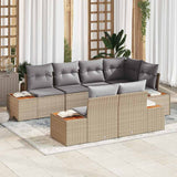 vidaXL Tuinbank Set met kussen 7 pcs Zwart en Crème Polyrattan