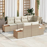 vidaXL Tuinbank Set met kussen 7 pcs Zwart en Crème Polyrattan