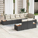 vidaXL Tuinbank Set met kussen 8 pcs Zwart en Crème Polyrattan