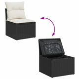 vidaXL Tuinbank Set met kussen 8 pcs Zwart en Crème Polyrattan