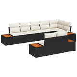vidaXL Tuinbank Set met kussen 8 pcs Zwart en Crème Polyrattan
