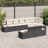 vidaXL Tuinbank Set met kussen 8 pcs Zwart en Crème Polyrattan
