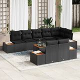 vidaXL Tuinbank Set met kussen 8 pcs Zwart en Crème Polyrattan
