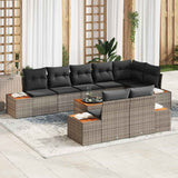 vidaXL Tuinbank Set met kussen 8 pcs Zwart en Crème Polyrattan