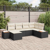 vidaXL Tuinbank Set met kussen 7 pcs Zwart en Crème Polyrattan