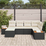 vidaXL Tuinbank Set met kussen 7 pcs Zwart en Crème Polyrattan