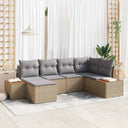 vidaXL Tuinbank Set met kussen 7 pcs Zwart en Crème Polyrattan