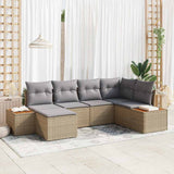 vidaXL Tuinbank Set met kussen 7 pcs Zwart en Crème Polyrattan