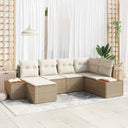 vidaXL Tuinbank Set met kussen 7 pcs Zwart en Crème Polyrattan