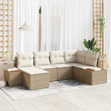 vidaXL Tuinbank Set met kussen 7 pcs Zwart en Crème Polyrattan