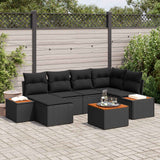 vidaXL Tuinbank Set met kussen 7 pcs Zwart en Crème Polyrattan