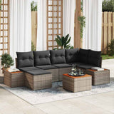 vidaXL Tuinbank Set met kussen 7 pcs Zwart en Crème Polyrattan