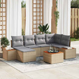 vidaXL Tuinbank Set met kussen 7 pcs Zwart en Crème Polyrattan