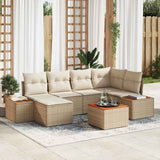 vidaXL Tuinbank Set met kussen 7 pcs Zwart en Crème Polyrattan
