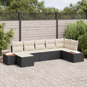 vidaXL Tuinbank Set met kussen 8 pcs Zwart en Crème Polyrattan