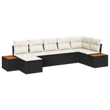 vidaXL Tuinbank Set met kussen 8 pcs Zwart en Crème Polyrattan