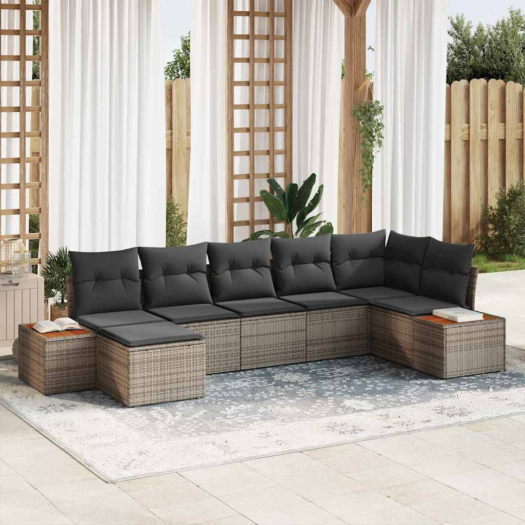 vidaXL Tuinbank Set met kussen 8 pcs Zwart en Crème Polyrattan