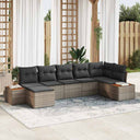 vidaXL Tuinbank Set met kussen 8 pcs Zwart en Crème Polyrattan