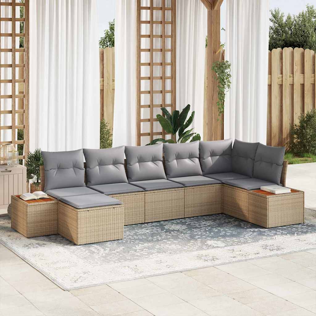 vidaXL Tuinbank Set met kussen 8 pcs Zwart en Crème Polyrattan
