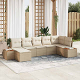 vidaXL Tuinbank Set met kussen 8 pcs Zwart en Crème Polyrattan