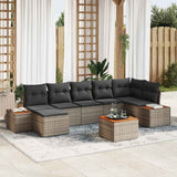 vidaXL Tuinbank Set met kussen 8 pcs Zwart en Crème Polyrattan