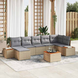 vidaXL Tuinbank Set met kussen 8 pcs Zwart en Crème Polyrattan