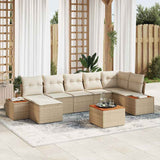vidaXL Tuinbank Set met kussen 8 pcs Zwart en Crème Polyrattan